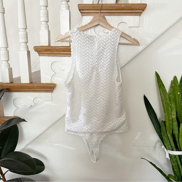 NWT AllSaints Rae Lace Bodysuit Herringbone Mesh Back Zip Thong Size 10 - Picture 6 of 9
